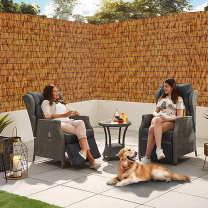 Reed Fencing Rolls,Patio Privacy Screen,Decorative Bamboo Fence Rolls for Patio Balcony Garden Backyard Outdoor,5x16FT(2Pcs)