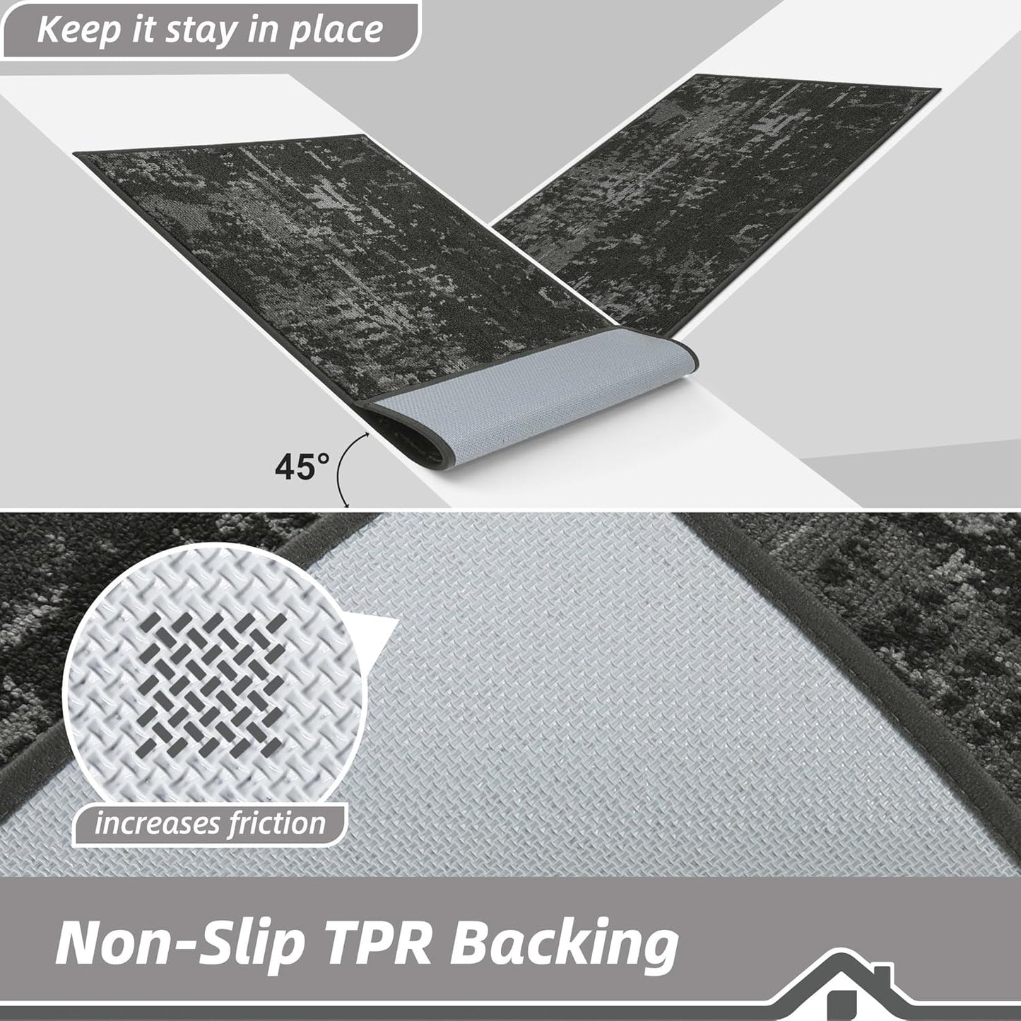 BEQHAUSE Dirt Trapper Door Mat 24"x36" Non-Slip Door Mats Washable Entryway Rugs Stain Resistant Doormat Absorbent Welcome Floor Mat for Front Back Door, Muddy Wet Shoes & Paws,Dark Grey