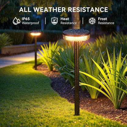 LETMY Solar Pathway Lights Outdoor, 6 Pack 2X Brighter Solar Lights Outdoor Waterproof, Taller Pathway Light with Larger Panel, Auto On/Off Up to 12Hrs Driveway Light for Yard Outside Patio Path Lawn