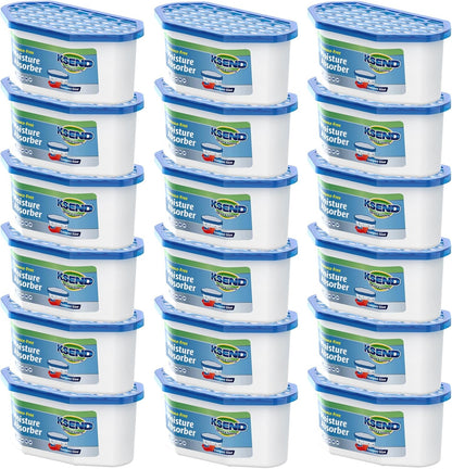 Moisture Absorbers, 18 Pack, Compact Dehumidifier for Closet, Efficient Humidity Absorber Boxes, Moisture Absorber for Closet, Odor Eliminator with Fragrance Free, Blue, 6.4oz, 300ml