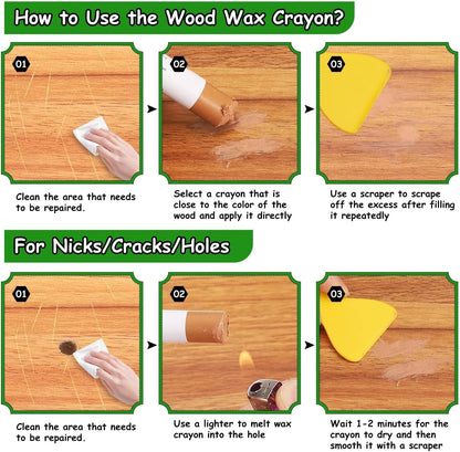 Furniture Markers Touch Up, 20 Colors Wood Filler Sticks, Wood Wax Crayons for Repairing Scratches, Scuffs, Cracks, Holes on Furniture, Floors, Cabinets, Tables, and Doors - Light Color Series