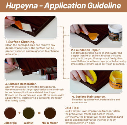 Wood Repair Kit, Wood Furniture Repair Kit, Wood Filler, Wood Putty and Beeswax- Repair Stains, Scratch, Cracks, Hole, Discoloration for Wooden Door, Table, Cabinet, Bed, Floor (Walnut Series)