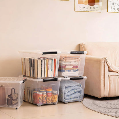 Citylife 82 QT Clear Plastic Storage Bins with Lids Stackable and Nestable Storage Boxes with Lids large plastic storage bins for Garage, Closet, Kitchen