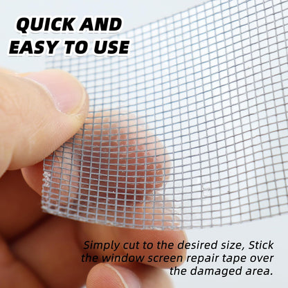 2IN Wide (16.4Ft/5.46Yd/Roll) Window Screen Repair Tape for Windows or Doors, 3-Layer Design - Adhesive Fiberglass Mesh Patch Waterproof Tape, Easy to Cut & Apply, Gray, 1 Roll