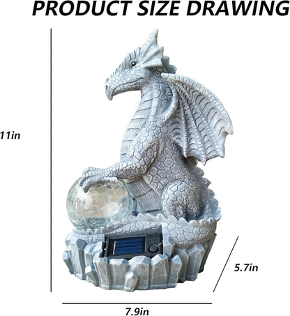 Dragon Solar Garden Statues Outdoor Decoration with Magic Orb,Dragon Figurine Solar LED Lights Lawn Décor,Outside Statue Ornament for Patio, Balcony, Yard,Unique Gifts for Mom Grandma