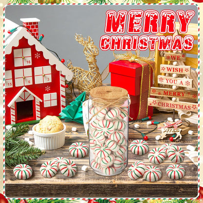 36 Pcs Felt Peppermint Decoration Christmas Wool Peppermints Christmas Arts Crafts Supplies, DIY Garland for Tree Home Vase Filler Decoration(Green)