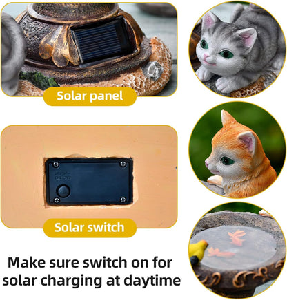 Cat Garden Figurines Outdoor Decor Solar Statue with LED Lights for Patio Lawn Yard Art Decoration Housewarming Garden Gift
