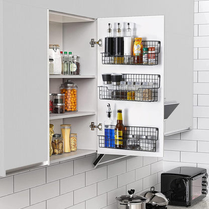Spice Rack Wall Mount, Spice Organizer for Cabinet & Pantry Door, Set of 4 Hanging Spice Rack Saving Space for Kitchen, Black