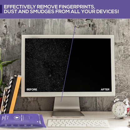 Screen Cleaner Wipes: Electronic Wipes for Screens - Computer Screen Wipes for Lens, Phone, Tv Screen and Monitor Cleaning - Tech Wipes & Microfiber Cloth (Soft Wipes, 180 Count)