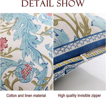 patdrea Designer Throw Pillow Covers for Couch,Vintage French Linen Pillows Cover with Cheetah Pattern and Luxury Pendant,Fall Farmhouse Decorative Pillowcases for Bed Living Room Outdoor Set of 4