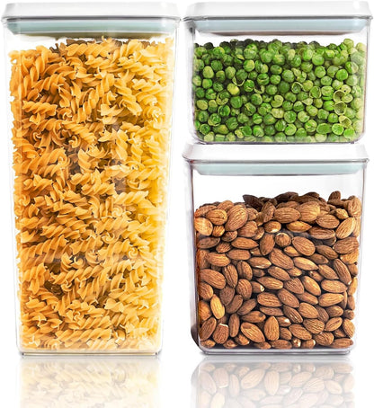 Pop Top Food Storage Containers, Leakproof Pantry Food Storage Containers, Kitchen Storage Containers with Lids Airtight 3-Piece - 3.5Qt/2.1Qt/1.3Qt