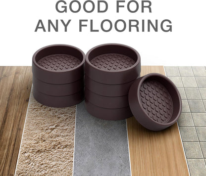 Furniture Cups X-PROTECTOR – 2" Caster Cups 8 PCS – Round Furniture Coasters – Ideal Bed Stoppers – Non Skid Furniture Pads with a Perfect Design – Rubber Furniture Pads - Protect Any Flooring!