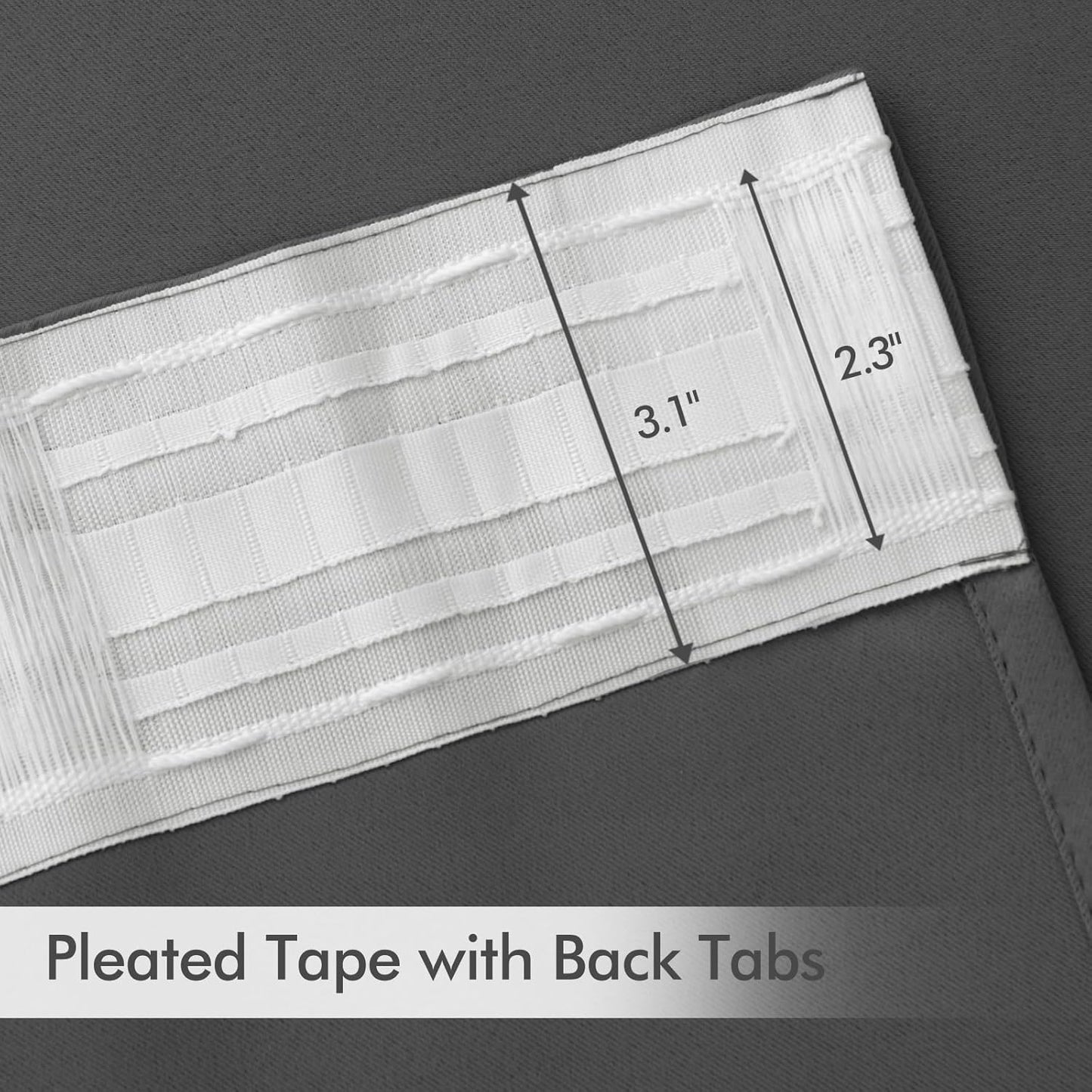 MIULEE Back Tab Grey Blackout Curtains 102 Inch Long 2 Panels Set for Living Room Bedroom, Rod Pocket/Pinch Pleated Thermal Insulated Room Darkening Light Blocking Floor to Ceiling Curtains/Drapes