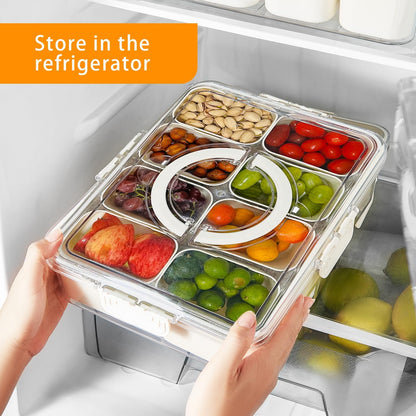 Snackle Box Container Meal Prep Divided Portion Serving Platters and Trays with Lid Handle Reusable Vacation Camping Travel Beach Essentials Food Fruit Veggie Organizers and Storage for Fridge