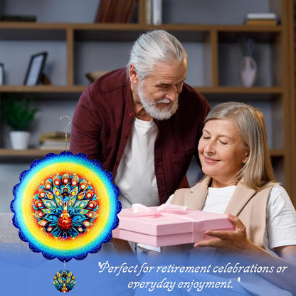 Peacock Hanging Wind Spinners,12 Inch 3D Garden Spinner Kinetic Art Garden Decorations，Stainless Steel Reflective Wind Spinners for Yard