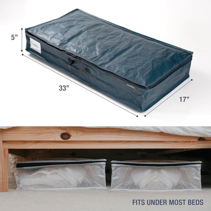 CleverMade Under Bed Storage Bag - Collapsible Storage for Shoes and Clothes Easy Use - Heavy Duty Utility Bag Home