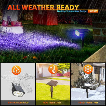 Solar Outdoor,40 LEDs Color Changing RGB Solar Landscape Path Lights,USB & Solar Powered Multicoloured Spotlights,14 Colors Auto Cycling Spotlights for Yard,Garden,2 Pack