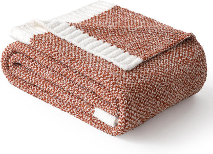 MIULEE Fall Rust Super Soft Throw Blanket for Couch, Cozy Fluffy Warm Throws Knit Blankets for Sofa, Bed, Chair, Living Room, Camping, Picnic, 50 x 60 inch