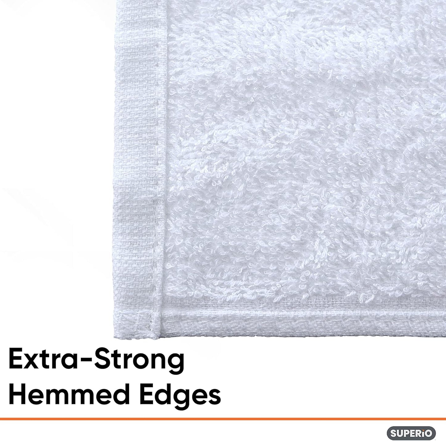 Superio Terry Cloth Rags White Washcloths 100% Cotton 12" Cleaning Cloths, Kitchen Towels, Facial Washcloth, Spa Cloths, Hand Towel, Small Lint Free Rags for Multi-Purposes (24 Pack)