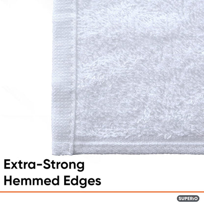 Superio Terry Cloth Rags White Washcloths 100% Cotton 12" Cleaning Cloths, Kitchen Towels, Facial Washcloth, Spa Cloths, Hand Towel, Small Lint Free Rags for Multi-Purposes (24 Pack)