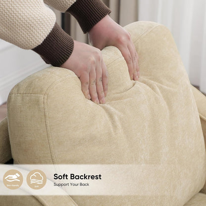 Accent Chair for Living Room, Mid Century Modern Reading Chair for Bedroom, Upholstered Armchair with Side Pockets, Comfy Single Sofa Side Chair for Office, Apartment, Small Room, Light Brown