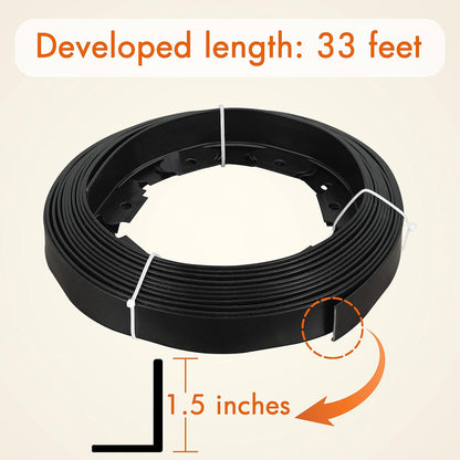 Gardzen 1.5" x 33' Landscape Edging Kit, Garden Edging Coil Comes with 40 Pcs Spikes, No Dig Lawn Border Design