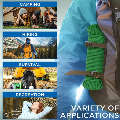 TECEUM Cotton Rope 3/16” (5 mm) – 100 FT – Strong All-Purpose Braided Rope – Natural Cotton – for Crafting, Сamping, Clothes Line, DIY, Indoor & Outdoor Use – Green