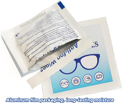 Anti Fog Wipes for Glasses (100-pack) | Pre-Moistened, Quick Dry & Scratch Free for Laptop Screens, Optical Lens, Goggles, Smart Phone Screens and Watch Screens