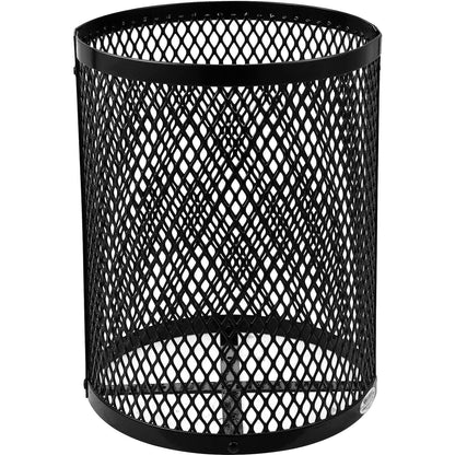 Global Industrial Outdoor Diamond Steel Trash Can with Rain Bonnet Lid and Plastic Liner, 36 Gallon Capacity, Black, Thermoplastic Coating, 23-1/2" Diameter, 40-1/2"H