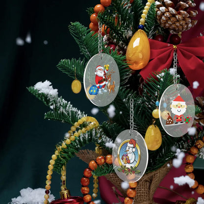 Acrylic Clear Ornament Circle Blanks 50 Pieces 1/16" Thick 3.5"/89 mm Transparent Round Acrylic Disc for DIY Crafts with Christmas Tags