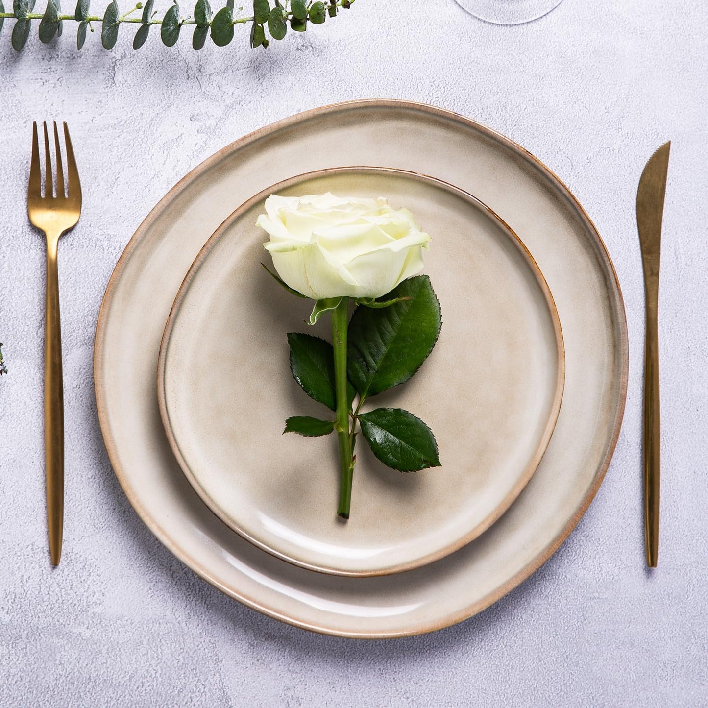 AmorArc Ceramic Dinnerware Sets,Handmade Reactive Glaze Stonewre Plates and Bowls Sets,Highly Chip and Crack Resistant | Dishwasher & Microwave Safe Dishes Set,Service for 4 (12pc)