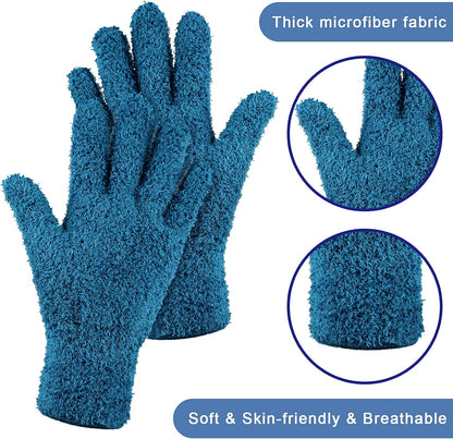 Patelai 3 Pairs Microfiber Plant Dusting Gloves Leaf Cleaning Gloves for Indoor Plants, Blinds, Furniture, House(Medium,Dark Blue, Gray, Khaki)
