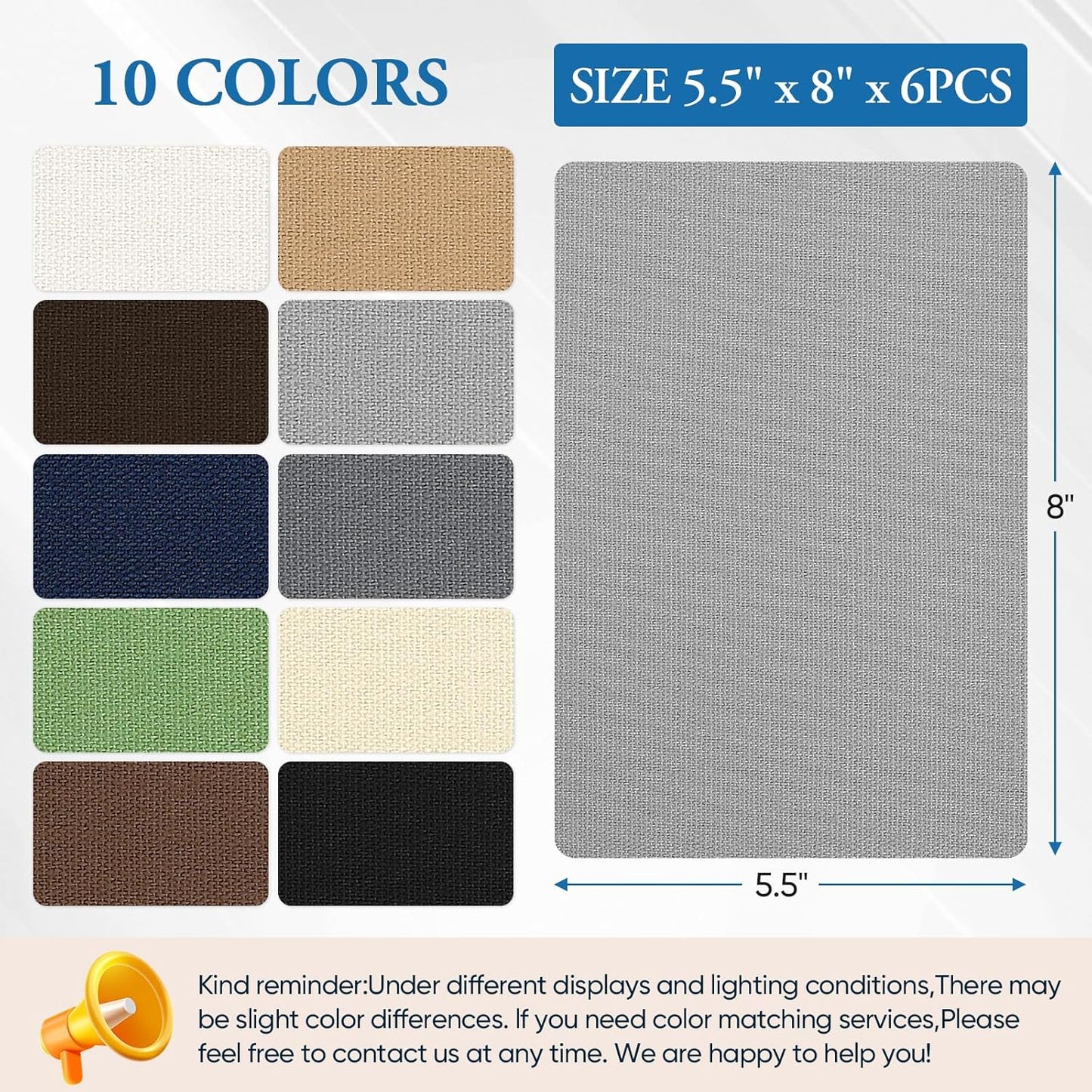 Canvas Patch 5.5 x 8 Inches 6Pcs Self-Adhesive Waterproof Canvas Patch Kit for Repairing Tents,Sofas,Boat Covers,Camping Chair,Awnings,Car Seats.(Gray)
