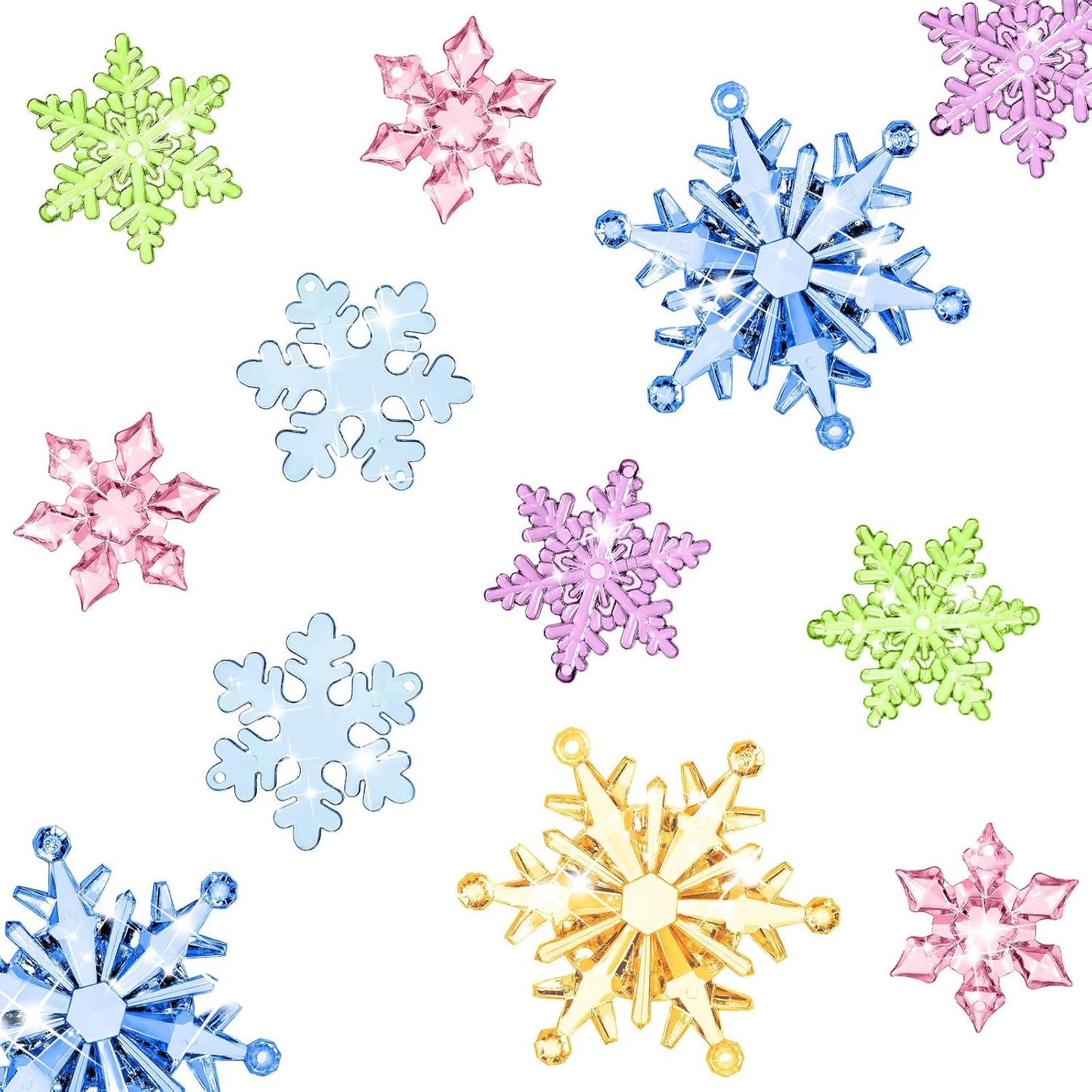 Dilunave 40 Pieces Christmas Snowflake Ornaments Acrylic Christmas Tree Decorations Crystal Snowflakes Translucent Winter Hanging Ornament for Tree (Colorful)
