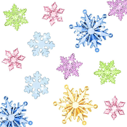 Dilunave 40 Pieces Christmas Snowflake Ornaments Acrylic Christmas Tree Decorations Crystal Snowflakes Translucent Winter Hanging Ornament for Tree (Colorful)