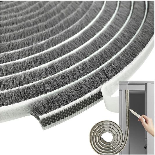 Self-Adhesive Pile Weather Stripping Seal for Sliding Windows and Door Frames, 16.5ft x 11/32 inch, Grey
