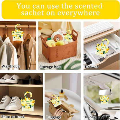 15 Packs Lemon Scented Sachets Bag for Drawers and Closets, Air Freshener for Home Fragrance Sachet, Long-Lasting Hanging Closet Deodorizer Smell Goods for House