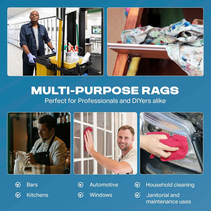 Angel-in-Armor Shop Towels (14”x14”) – 1000 Unit Box of Lint-Free Cotton Shop Towel Cleaning Rags – Durable Shop Rags for Auto, Garage, Industrial, and Commercial Use