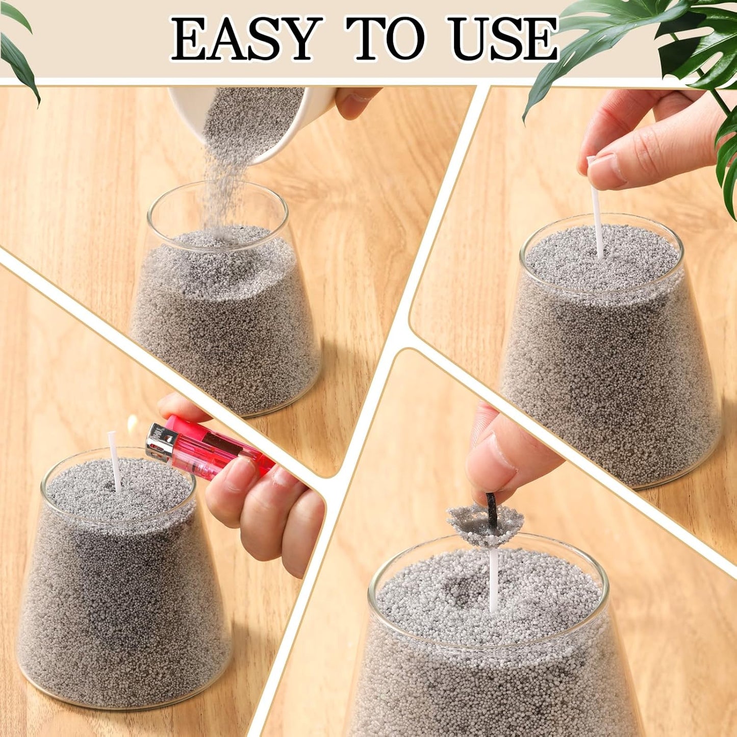 MTLEE Candle Sand 3.3 lb DIY Pearled Candle Making Kit Included 20 Pcs Wicks and Refillable Beaded Wax Sand Beaded Wax Gift with Wicks Self Extinguish for Home Wedding Party Women(Gray)