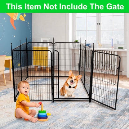 Tall Garden Fence Without Gate, 54 in(H) Dog Fences for The Yard, 8 Panels Total 17.7 Ft(L) Outdoor Dogs Fence, Modular Fencing,Dogs Fences Outdoor for Yard. Garden Fencing