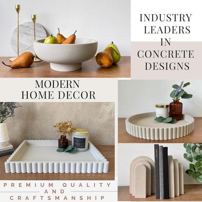 OAKOA Concrete Decorative Tray for Coffee Table Tray Decor - Ottoman Tray for Living Room - Bandejas Decorativas - Table Trays Decorative - Coffee Table Centerpiece