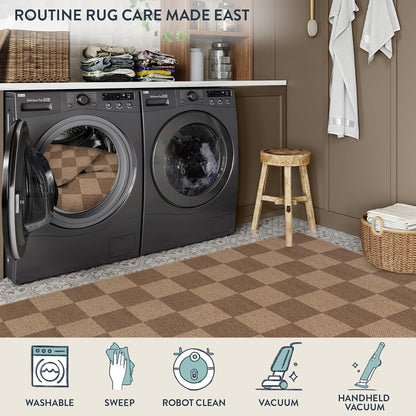 Lahome Checkered Easy Jute Entryway Rug, Washable Rugs 3x5 for Living Room Farmhouse Carpet, Non Slip Indoor Outdoor Door Mat Checkerboard Throw Carpet for Entry Patio Guestroom Deck