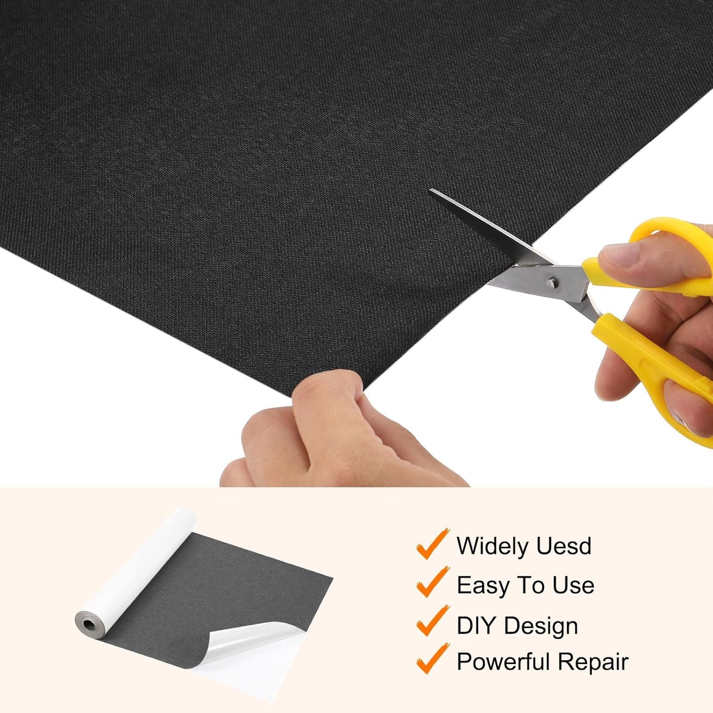 Repair Patches Repair Tape Self-Adhesive DIY Repair Patch Linen Gear Patch for Sofa, Furniture, Chair, Clothing,Tents,17x158 Inch,Grey