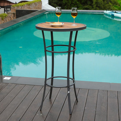 Outdoor Bar Height Bistro Table, 40-Inch Patio Bar Table Bistro Dining Table Pub Table with Wooden-Like Table Top & Metal Frame