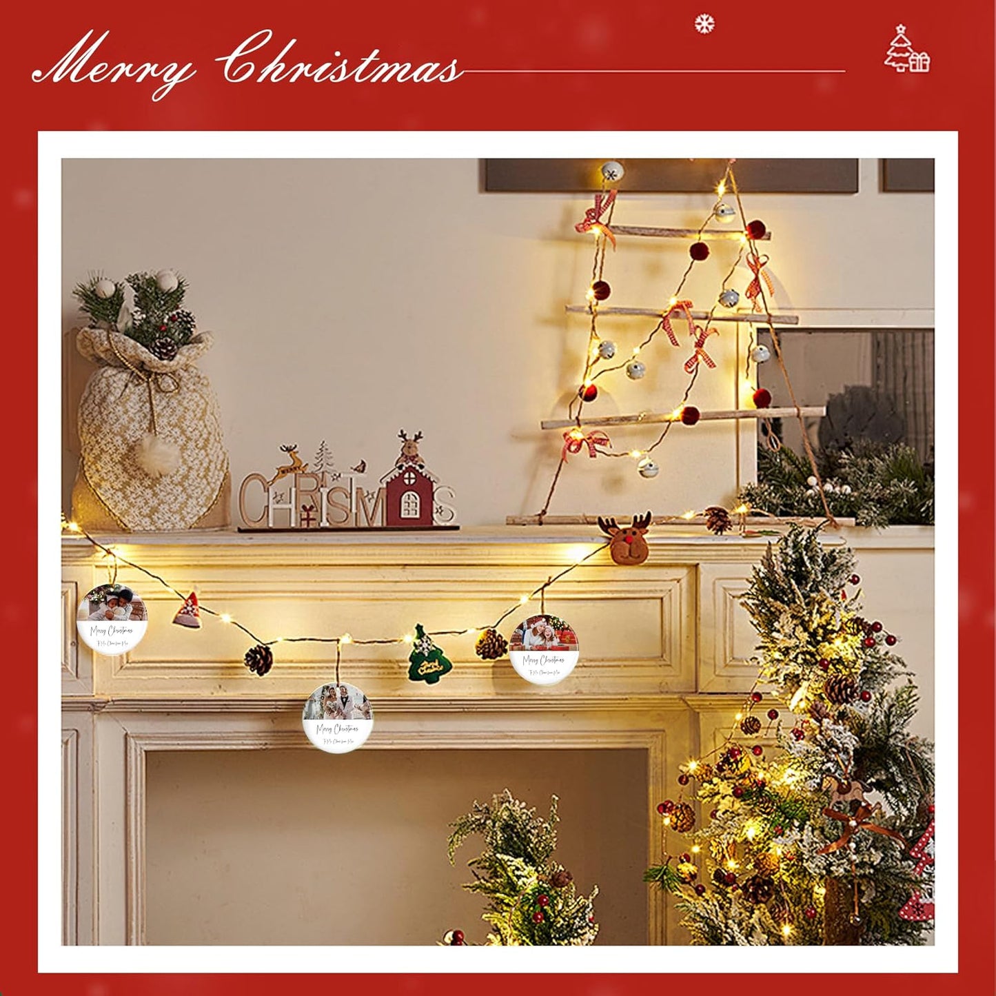 Personalized Christmas Ornaments, Custom Photo & Text 2025 Christmas Tree Ornament, Ideal for Xmas Decorations, Baby Showers, Weddings, Birthdays, Gifts for Mom, Dad, Kids, Pets, Friends