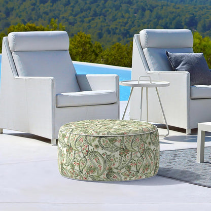 LVTXIII Outdoor Inflatable Ottoman, Fade-Resistant Round Footrest Stool D31”x H14”, Portable Patio Pouf for Garden Camping or Home Use, Faylinn Shadow Paisley
