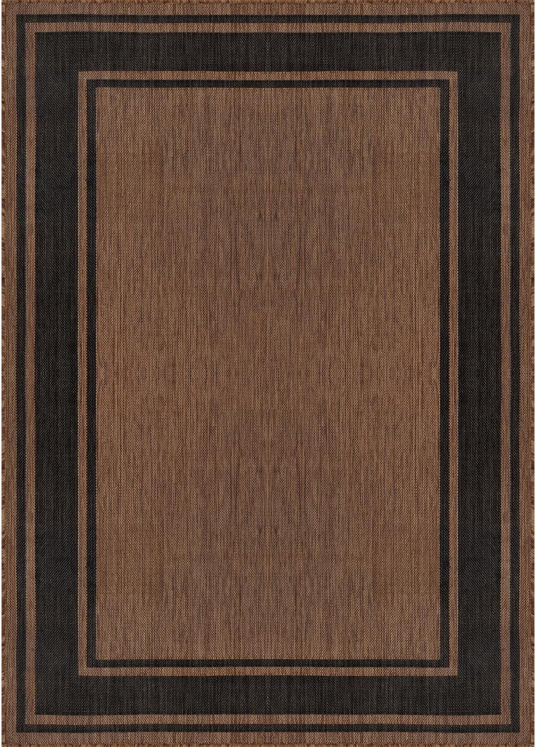 Beverly Rug Outdoor Rug 8x10 Modern Bordered Area Rugs for Indoor and Outdoor Patio Deck Porch Garden Waterproof Weather Sun Resistant Washable Outside Carpet (8 x 10 Gold)