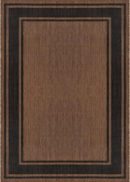 Beverly Rug Large Outdoor Rug 10x14 Modern Bordered Area Rugs for Indoor and Outdoor Patio Deck Porch Garden Waterproof Weather Sun Resistant Washable Outside Carpet (10 x 14 Gold)