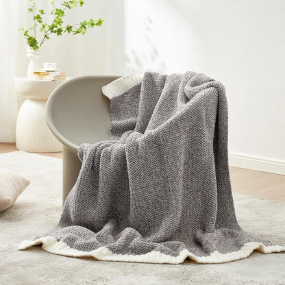 Snuggle Sac Grey Throw Blankets for Couch, Super Soft Warm Blankets Cozy Knit Fuzzy Plush Lightweight Throws for Sofa, Bed,Living Room, Dark Grey, 50x60 inches