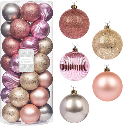 Every Day is Christmas Ornaments, Shatterproof Christmas Tree Ornament Set, Christmas Balls Decoration 35 Count (2.75"/70mm, Gold Iridium)